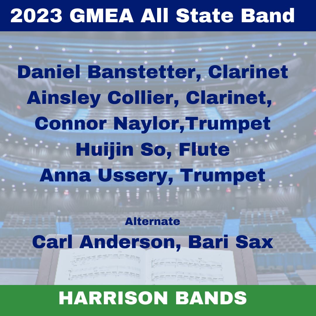 Six Harrison Band Members Selected for 2023 AllState Band Harrison Bands